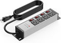 CCCEI Heavy Duty Surge Protector Power Strip 20 Amp Individual Switches. 20FT 12 Gauge Extension Cord with Multiple Outlets. Kitchen, Garage, Shop, Industrial Wall Mount Electric Extender, Grey.