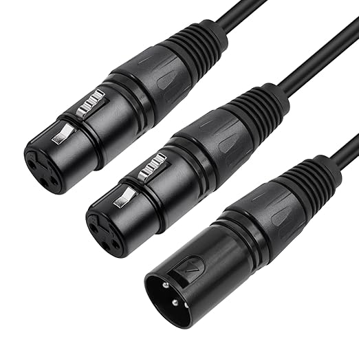 2 Pack XLR Splitter Cable,1 Maleto 2 Female, 1.5FT Stereo Mic to L&R Audio Y-Splitter Cable