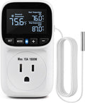 ZILLSEA Digital Temperature Controller, Heating & Cooling Thermostat Plug Outlet, –40°F~210°F, 15A 1800W, LCD Display, Temperature Controlled Outlet for Home, Greenhouse, Chicken Coop, Reptile