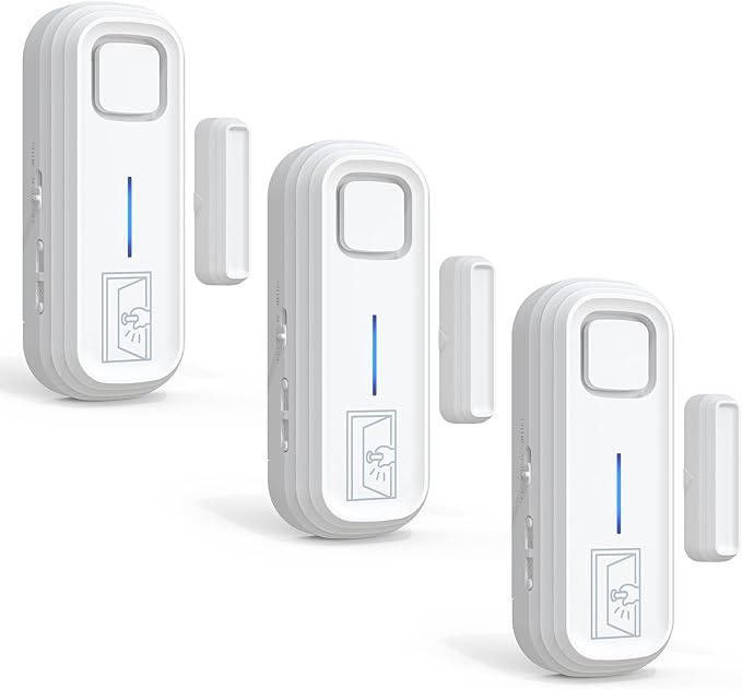 Sanjie Door Alarm with Instant and Delayed Alerts 30s/1min/2min/4min, Door Window Ajar Alarms for Kids Safety/Home Security, Volume 0-120dB, Left Open Alert for Freezer Fridge Home, 3 Sensor