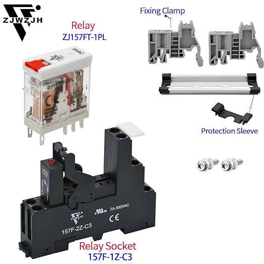 24V AC Relay Electromagnetic Relay 8 Amp 8Pin DPDT 2NO 2NC with Test Button, LED Light Module and Socket Base UL Certification (8 Pin- 5A, AC 24V)