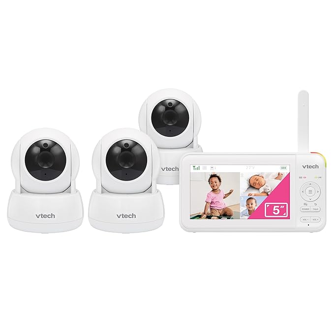 VTech Video Baby Monitor with 5" LCD Screen, Up to 17Hrs Video & 31Hrs Audio Battery Life, Night Vision, 1000ft Range, Pan-Tilt-Zoom, Lullabies, Soothing Sounds, Temperature Sensor, No WiFi: 924W