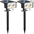btfarm Solar Spot Lights Outdoor Waterproof, 2 Pack/3 Modes Motion Sensor Lights, Solar Powered Spotlights 2-in-1 Auto On/Off for Outside Pathway Yard Garden Landscape Lighting, Cool White