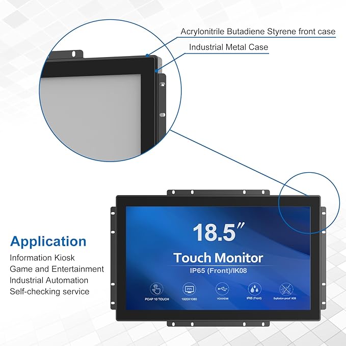GreenTouch 1000 Nits High Brightness Industrial 18.5 Inch Open Frame Capacitive Touch Screen Monitor