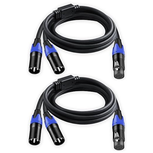 Seefeful XLR Splitter Cable, 1 XLR Female to 2 Male Patch Y Cable Balanced Microphone Splitter Cord Audio Adaptor (5FT-2pack)