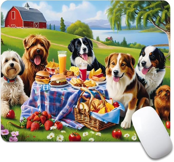 Dog Party Square Mouse pad, Texture, Waterproof, Anti Slip Rubber Base, Computer Mouse pad, Laptop Mouse pad
