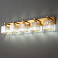 FDPBY Modern 5-Light Gold Brushed Brass Finish Crystal Wall Light for Bathroom Vanity