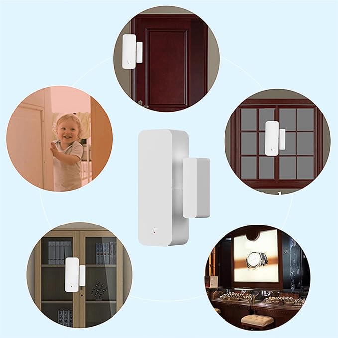 WiFi Door Sensor Window Detector: Smart Window Contact Sensor, Wireless Magnetic Door Open Detector with Free Notification Alerts, Compatible with Alexa Google Assistant (1-Pack)