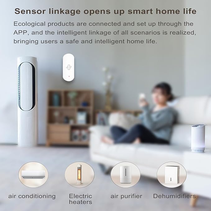 Smart Vibration Sensor: Wireless Glass Break Detector, WiFi Door Sensor with App Alerts, Adjustable Sensitivity, Glass Break Security Sensor for Alarm System and Smart Home Automation (2-Pack)