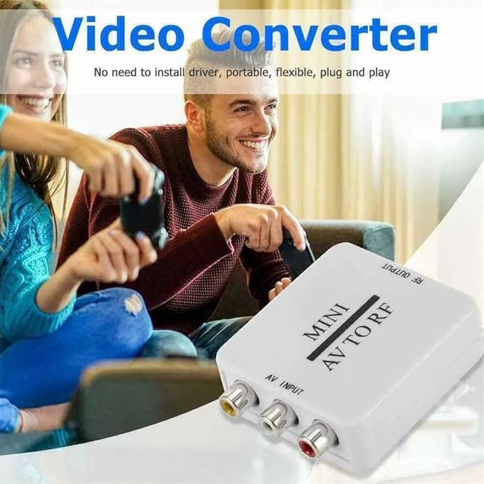 SAIZHUO Video Converter,AV to RF Mini Video Converter Box Driver-Free Adapter TV Signal Switcher 67.25Mhz 61.25Mhz,AV to RF Signal Converter Guaranteed,Stable Performance