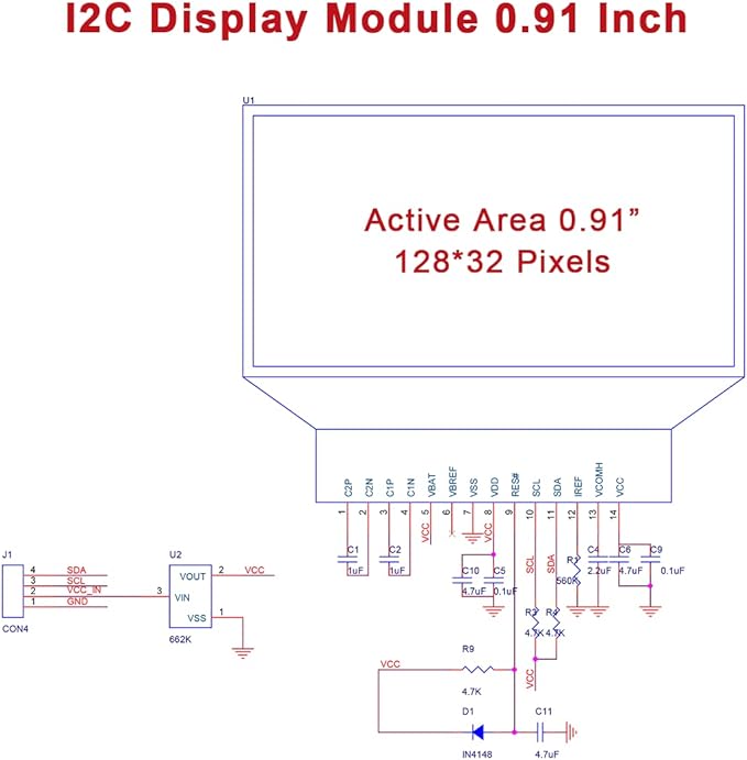 Hosyond 5 Pcs 0.91 Inch I2C OLED Display Module IIC OLED Screen DC 3.3V~5V Compatible with Arduino Raspberry PI (White Display Color)