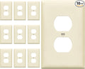 ENERLITES Duplex Receptacle Outlet Wall Plate, Gloss Finish, Midway Size 1-Gang 4.88" x 3.11", Unbreakable Polycarbonate Thermoplastic, UL Listed, 8821M-LA-10PCS, Light Almond, 10 Pack