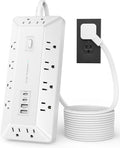Inhwatek Surge Protector Power Strip with USB Ports (PD 20W), 6 Ft Extension Cord with Multiple Outlets, Flat Plug Outlet Extender for Home, Office, Dorm Room
