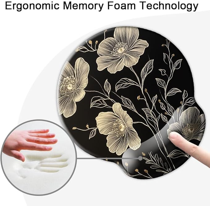 Ergonomic Mouse Pad with Wrist Support,Mouse Pad with Wrist Rest,Relieve Wrist Pain Mousepad Non-Slip Rubber Base,Mouse Pads for Desk,Computers,Laptop,Office,Home,Accessories Aesthetic Flowers