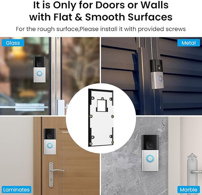 No-Drill Adhesive Mount for Ring Video Doorbell, Doorbell Bracket for Home Apartments Office (for Ring Video Doorbell 4, Battery Doorbell Plus/Pro)