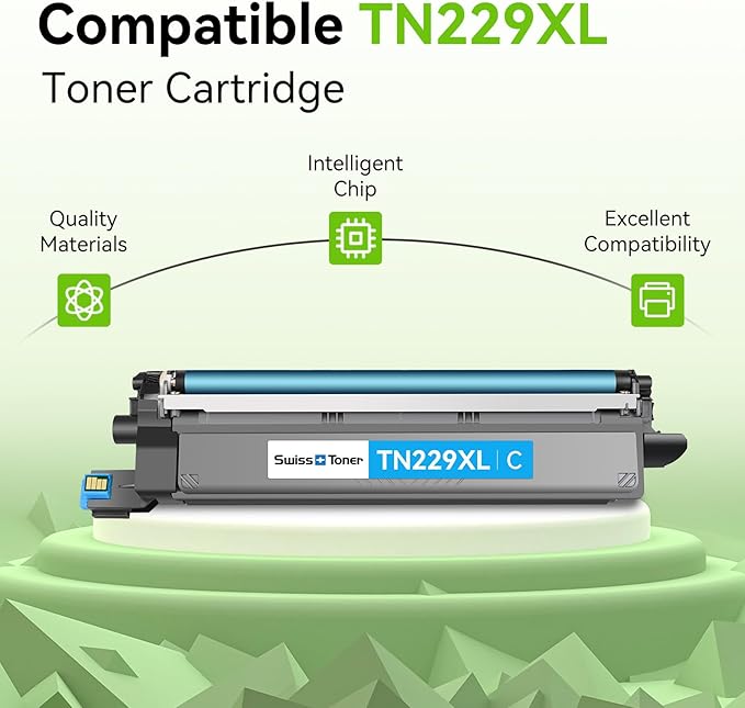 swiss toner Compatible TN229XL TN229 Toner Cartridges 5 Pack Replacement for Brother MFC-L3720CDW MFC-L3780CDW HL-L3280CDW HL-L3220CDW HL-L3300CDW Printer, BK/BK/C/M/Y