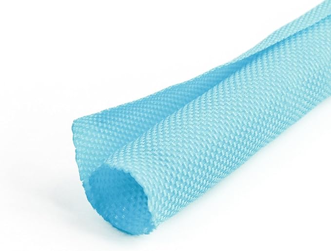 HOLED 3/16 inch Split Braided Cable Management Sleeve for USB Cable Power Cord Audio Video Cable, Wire Loom Cord Protector from Cat Dog Chewing (Sky Blue, 10FT)