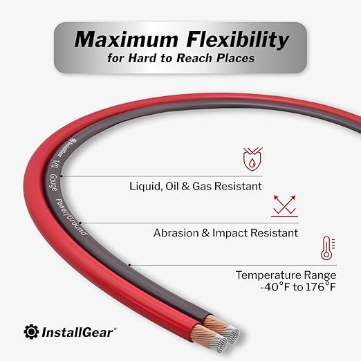 InstallGear 16 Gauge Speaker Cable - 100 ft True Spec Soft Touch Audio Wire for Car Stereos, Home Theater, Surround Sound - Flexible 16 AWG Speaker Wire - Easy Installation - Red/Black