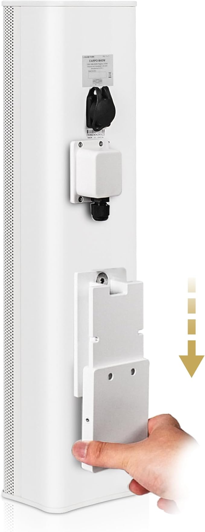 Sound Town Weatherproof Compact Aluminum Line Array Column Speaker with Wall Mount Bracket, 4 x 3 Woofers, 2 x 1.2 Dome Tweeters, White, for Church, Indoor & Outdoor Installation (CARPO-M42W)