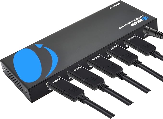 OREI HDMI Splitter 1 in 4 Out – 1x4 4K@60Hz HDMI 2.0 UHD Powered 4-Port HDMI Splitter with HDCP 2.2, EDID Management, 18Gbps Bandwidth – 4-Way Output for TV, Fire Stick, PS5, Blu-ray