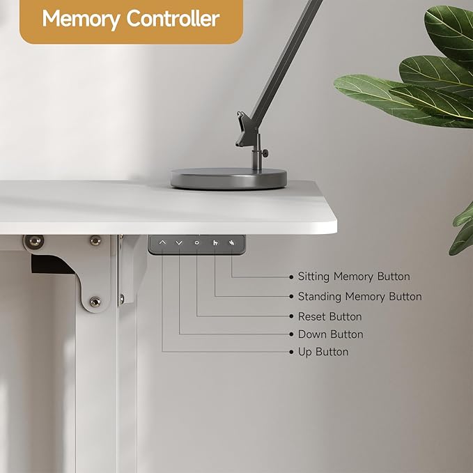 ONBRILL Standing Desk, 63x30 Inches Rectangle Stand Up Desk with 4 Legs, Dual Motor and Memory Controller, Adjustable Height from 28-46 Inches for Home and Computer Workstation, White