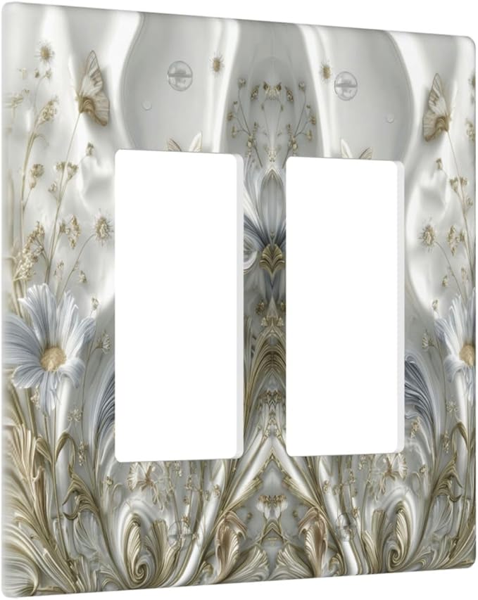 Bvtewkhz Boho Floral Wild Flower 2 Gang Double Rocker Decorative Light Switch Covers Electrical Faceplate Switch Plates for Bathroom Kitchen Home