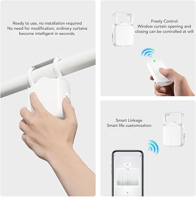 ciciglow Automatic Curtain Opener, Solar Powered Curtain Robot Motor with APP Timed Smart Remote Control, Voice Assistant Integration for Home