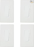 Sunlite LED Wall Rocker Style, Slide Bar Triac Dimmer Switch, Screwless Wall Plates Included, Single Pole or 3-Way Switching, 120 Volts, 200W Max for LED, 600W Max for Incandescent, White, 4 Pack