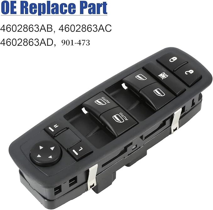 Driver Side Power Master Control Window Switch Replacement for 2009-2012 Dodge Ram 1500 2500 3500, OE Replace 4602863AD 4602863AB 4602863AC 901-473