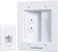 ECHOGEAR TV Cord Hider for Wall Mounted TV – Dual Outlet in-Wall Cable Management Kit for Power & Low Voltage Cables – Includes 6.25”L x 8”H x 3.95”D Module, Wall Template, Saw, 6ft Extension Cord