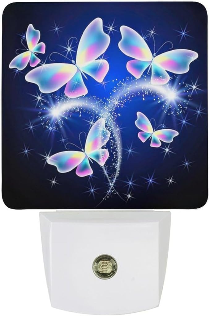 YKJAHSD Butterfly Night Light, Plug into Wall Decor Nightlights for Bedroom, Bathroom, Hallway, Kitchen, with Dusk to Dawn Light Auto Sensors LED Night Lights for Boys Girls Women Men Room Gifts