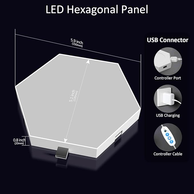 JIMIMORO Big Hexagon LED Light - 8 Pack Smart RGB Hexagon LED Panels Wall Lights with APP & Remote Control Cool Music Sync Gaming Lights for Living Room, Bedroom, Gaming Room, Kids, Adults