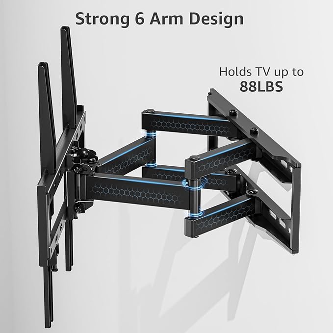 MOUNTUP UL Listed TV Wall Mount, Full Motion TV Mount for Most 26-65 Inch Flat/Curved TVs Fit 16" Wood Stud, Wall Mount TVs Bracket with Dual Swivel Articulating Arm Max VESA 400x400mm up to 88 LBS