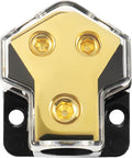 BOJACK 2 Way Splitter Amp Copper Power Distribution Block 0/2/4 AWG Gauge in, 4/8 Gauge Out for Car Audio Splitter (Pack of 1)