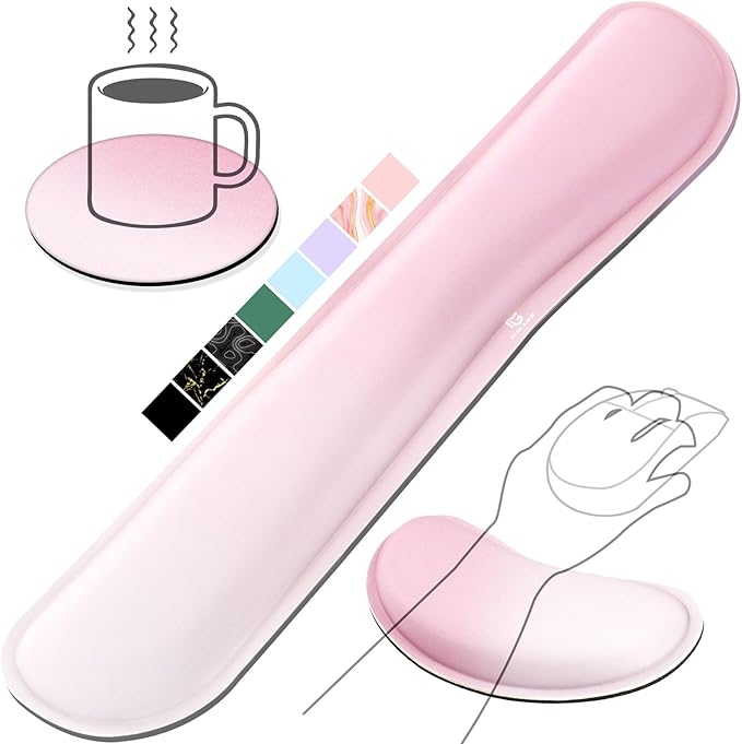 Gimars Upgrade Enlarge Silky Gel Memory Foam Keyboard Wrist Rest, Wrist Rest for Computer Keyboard, Ergonomic Mouse pad Rests for Typing Pain Relief, Wrist Support for Office, Gaming, Pink Gradient