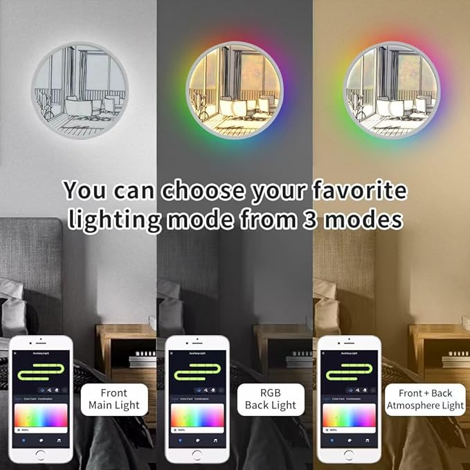 LIJIZAMI 12" Smart Wall Sconce, Decorative Lamp, Light Painting, Recessed Ceiling Light, Compatible with Alexa, Google Home, for Bedroom, Study, Living Room Voice/Remote/App Controls