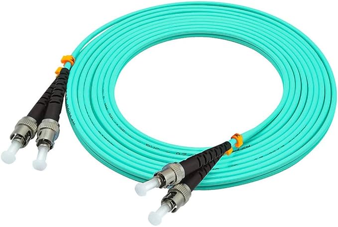 Jeirdus 20Meters 65ft ST to ST Duplex 50/125 10G OM3 Multi-Mode Fiber Optic Cable Jumper Optical Patch Cord ST-ST