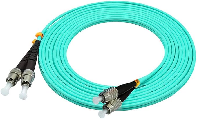 Jeirdus 30Meters 100ft FC to ST Duplex 50/125 10G OM3 Multi-Mode Fiber Optic Cable Jumper Optical Patch Cord FC-ST