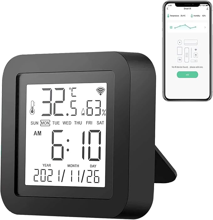 eMylo USB Smart WiFi IR Remote Control with Temperature & Humidity Sensor – Tuya App Control, Compatible with Alexa, Universal Controller for TV/AC/Audio/DVD