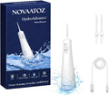 NOVAATOZ HydroAdvance Cordless Water Flosser for Teeth & Gums | Rechargeable Portable Oral Irrigator for Braces & Travel | Pulse Cleaning with 2 Flossing Tips | Waterproof Dental Care Device (White)