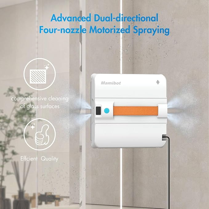 Mamibot W120-DP Robot Window Cleaner for High-Rise Glass - 3200Pa Strong Suction, Multiple Cleaning Modes,4 Water Spray Nozzles,Edge Detection Technology,App&Remote Control(Blue)