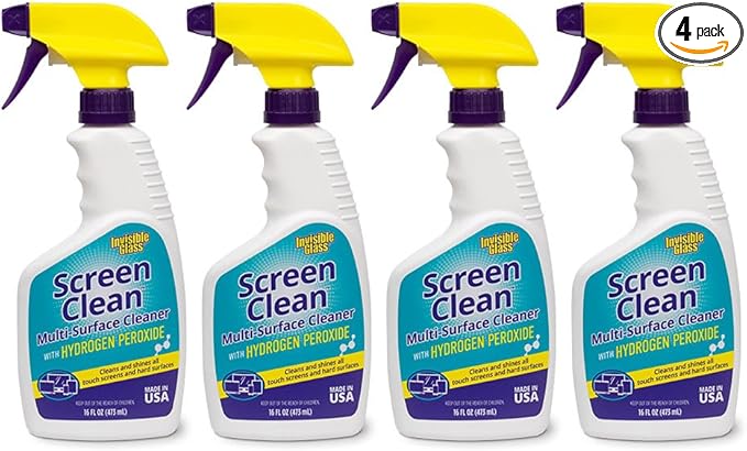 Invisible Glass 92013-4PK 16-Ounce Screen Clean Multi-Surface Cleaner Perfect for Touch Screens, Smart Phones, Tablets, Laptops, Glass, and Electronics, Pack of 4