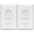 LIDER Humidity Sensor Switch and Motion Sensor Light Switch, PIR Sensor, Humidity Detection, Occupancy/Vacancy, No Neutral Required, ¼ HP, 1-Pole, UL Listed, White, Wall Plate Included, 2 Pack