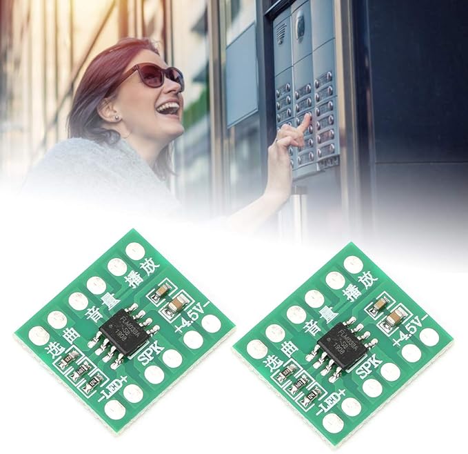 flexman 2Pcs Music Chip DIY Module, Sound Chip with Three Levels of Volume Adjustment, LED Chip Support 38 Songs for Smart Doorbell, Smart Lock, Music Toys, Tell Time Alarm Alock