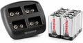 Tenergy TN294 4 Bay 9V Li-ion Battery Charger and 8 Pack 9V 600mAh Li-ion Rechargeable Battery