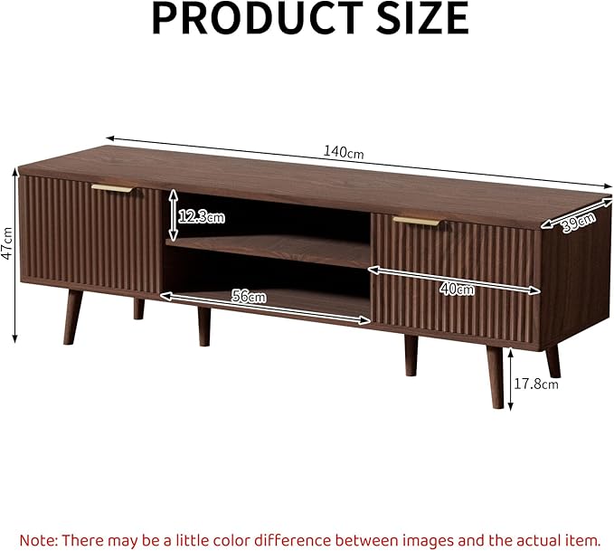 YLGJ&TIDY Modern Wood TV Stand Up to 60'',Universal Entertainment Center with 3-Tier Shelves,TV Console with Cabinets Storage,Wood Frame Television Stand (Brown)
