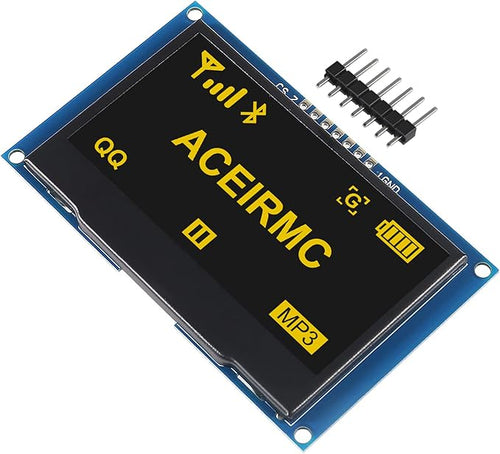 ACEIRMC 2.42 inch 128x64 OLED LCD Display Module SSD1309 7 Pin SPI/IIC I2C Serial Interface for Arduino UNO R3 (Yellow)