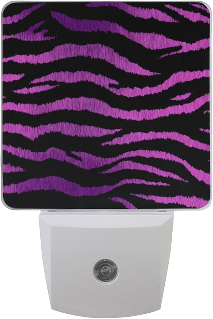 Pigsaly Led Night Light Black Magenta Purple Tiger Stripe Night Light Plug in Wall Lamp Smart Dusk to Dawn Sensor Nightlight Led Lamp Energy Saving Lights Gift for Kids Room Bedroom Bathroom Hallway