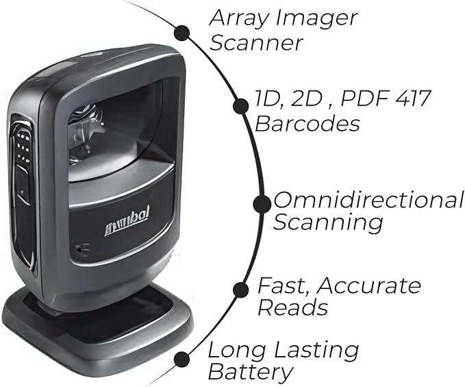 Zebra DS9208 Hands-Free Barcode Scanner Bundle - Symbol Motorola 2D Scanner - High-Speed Zebra DS9208 Barcode Scanner for Retail & POS Systems - Durable & Efficient (Renewed)