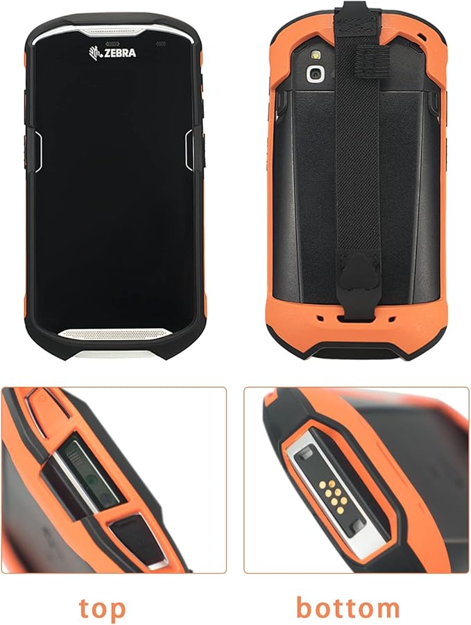 Protective Cover Bumper Case Rugged Boot with Hand Strap for Zebra TC51 TC510K TC52 TC56 TC57,Slim TPU Scanner Cover,Barcode Touch Mobile Computer Accessories (Orange)